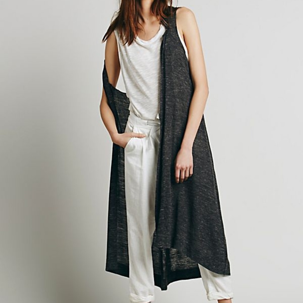 Free People Charcoal Maxi Vest Size M
